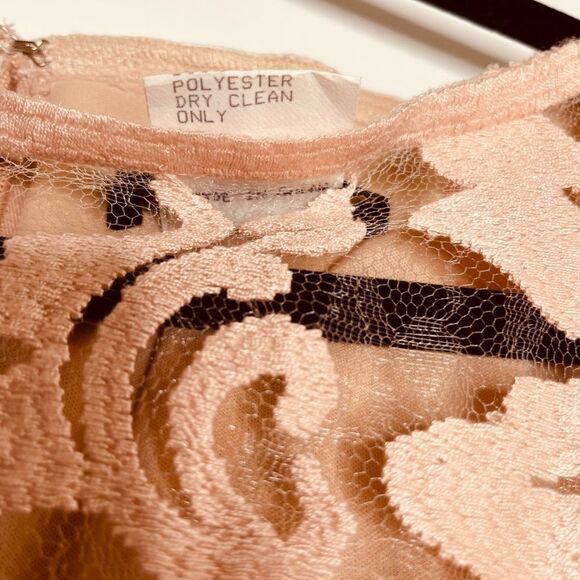 Mother of the Bride Tadashi Shoji Rose Gold Lace Belted Cocktail Dress - Picture 8 of 11